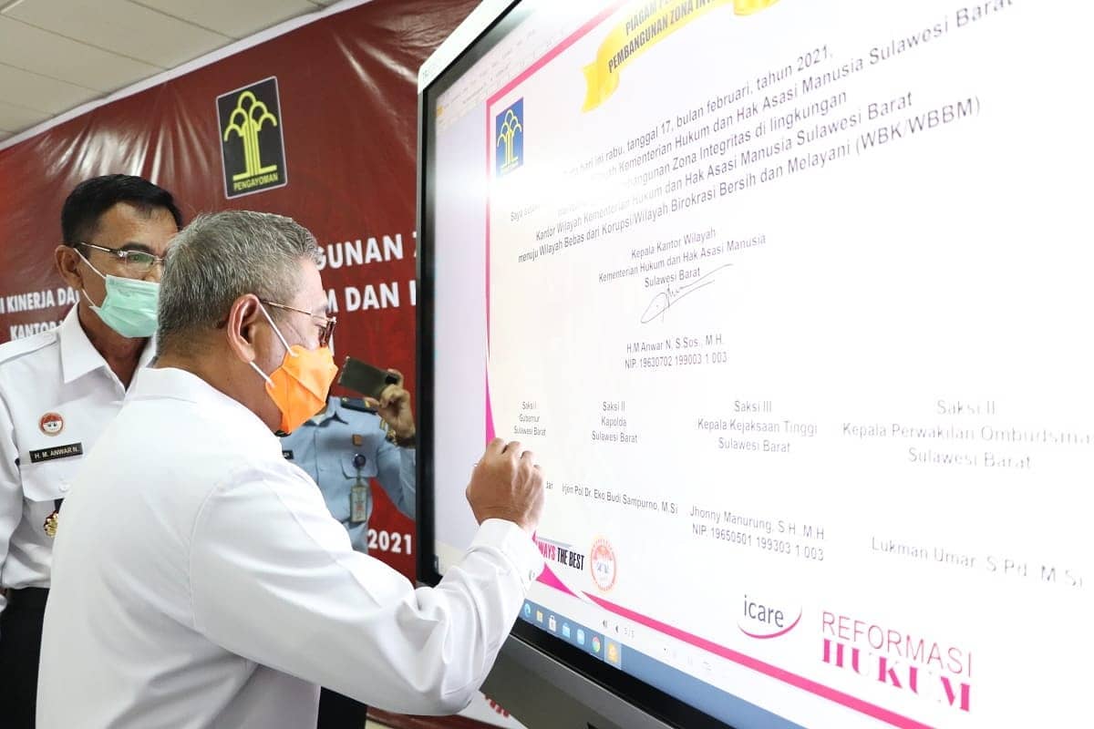 Ali Baal Hadiri Deklarasi Janji Kinerja dan Pencanangan Zona Integritas di Kemenkumham Sulbar